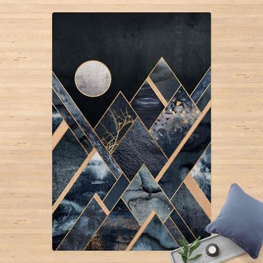 Tappetino di sughero - Luna dorata su montagne nere astratte - Formato verticale 2:3