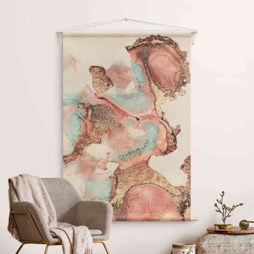 Arazzo da parete - Acquerello dorato rosé