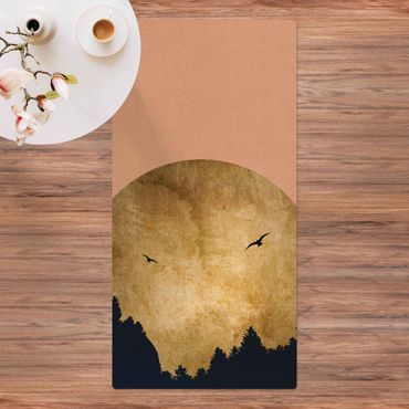 Tappetino di sughero - Luna dorata nella foresta - Formato verticale 1:2