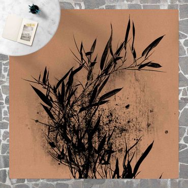 Tappetino di sughero - Mondo vegetale grafico - Bambú nero - Quadrato 1:1