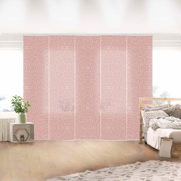Tenda scorrevole set - Grande decorazione mandala in rosa antico - Pannello