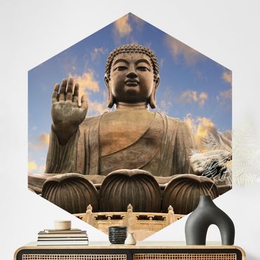 Carta da parati esagonale adesiva con disegni - Grande Buddha