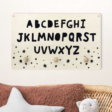 Appendiabiti per bambini - Grande alfabeto con stelle in nero