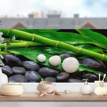 Decorazione per finestre - Bambù verde con pietre zen