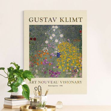Quadro su tela naturale - Gustav Klimt - Giardino fiorito - Edizione museo - Formato verticale 3:4