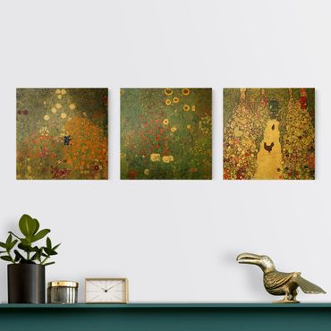 Stampa su tela 3 parti - Gustav Klimt - I giardini - Quadrato 1:1