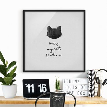 Poster con cornice - Citazione animale Sorry My Cat Said No