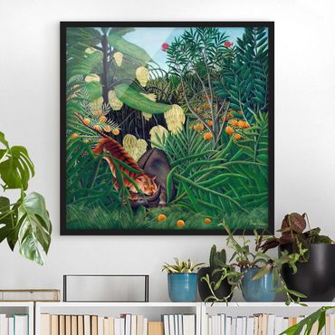 Poster con cornice - Henri Rousseau - Scontro tra tigre e bufalo