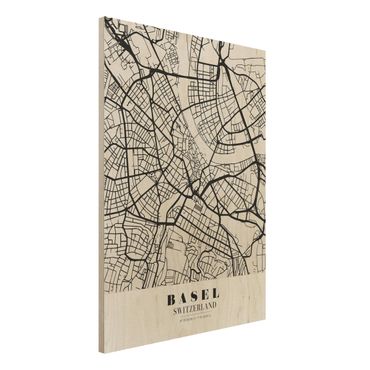 Quadro in legno - Basel City Map - Classic- Verticale 3:4
