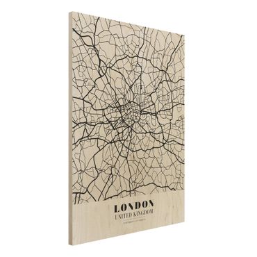 Quadro in legno - London City Map - Classic- Verticale 3:4