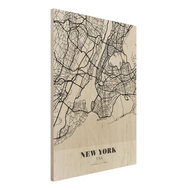 Quadro in legno - New York City Map - Classic- Verticale 3:4