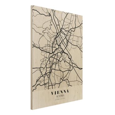 Quadro in legno - Vienna City Map - Classic- Verticale 3:4
