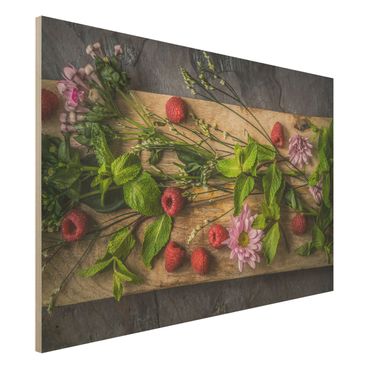Quadro in legno - Flowers raspberry mint - Orizzontale 3:2