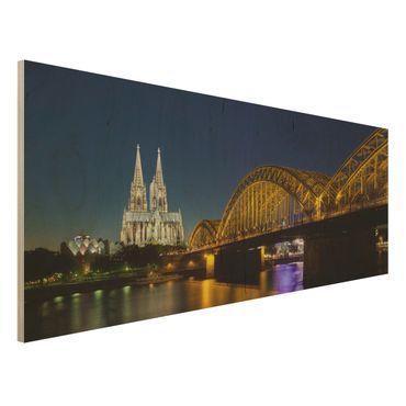 Quadro in legno - Cologne at night - Panoramico