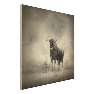 Quadro in legno - Staring Wildebeest - Quadrato 1:1