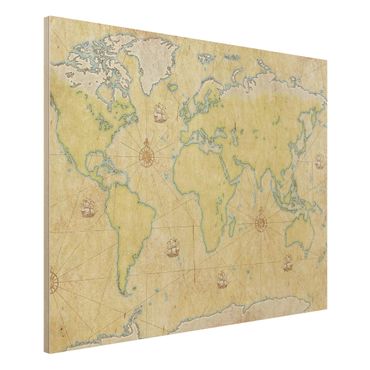 Quadro in legno - World Map - Orizzontale 4:3