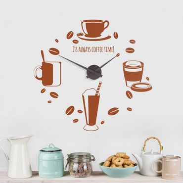 Adesivo murale orologio - La sua sempre Coffee Time
