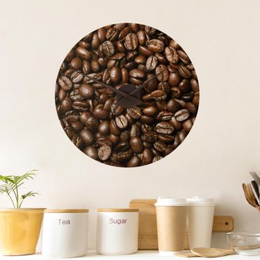 Adesivo murale orologio - chicchi di caffè