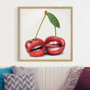 Poster con cornice - Labbra ciliegia