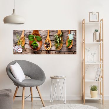 Quadro in vetro - Herbs And Spices - Panoramico