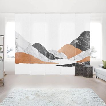 Tenda scorrevole set - Paesaggio in marmo e rame II - Pannello