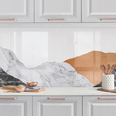 Rivestimento cucina - Paesaggio in marmo e rame