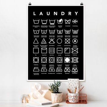 Poster - Laundry Symbols bianco e nero