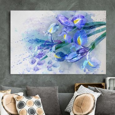 Stampa su tela - Watercolour flowers Iris - Orizzontale 3:2