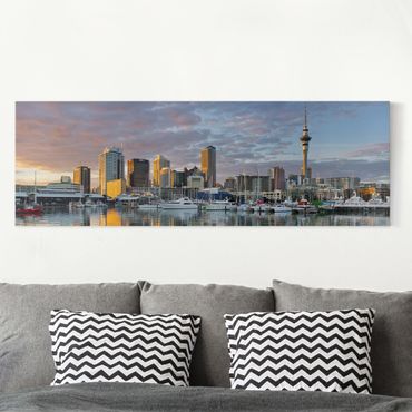 Stampa su tela - Auckland Skyline Sunset - Panoramico