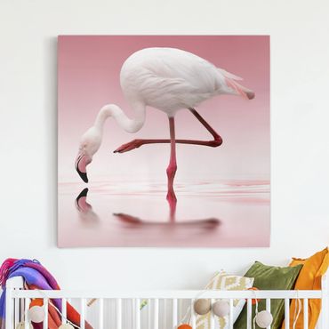 Stampa su tela - Flamingo Dance - Quadrato 1:1