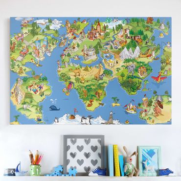 Stampa su tela - Great and funny world map - Orizzontale 3:2