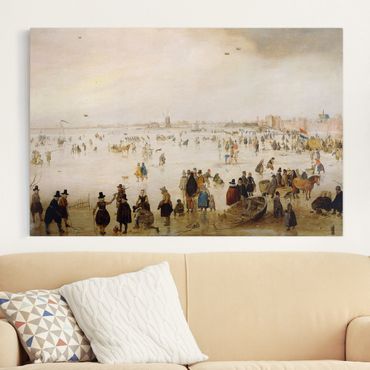Stampa su tela - Hendrick Avercamp - Skaters and Golf Players on frozen Floodwaters - Orizzontale 3:2