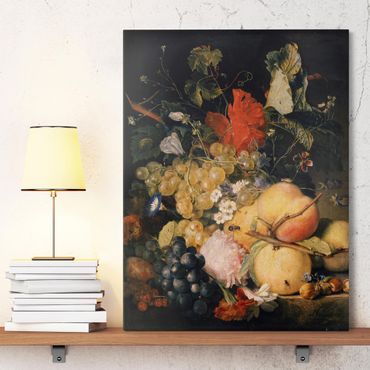 Stampa su tela - Jan van Huysum - Frutta, fiori e insetti - Verticale 3:4
