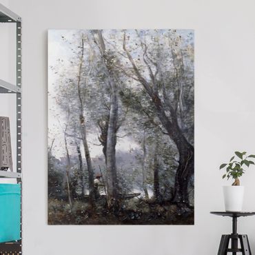 Stampa su tela - Jean-Baptiste Camille Corot - Un barcaiolo passando dietro gli alberi del puntello - Verticale 3:4