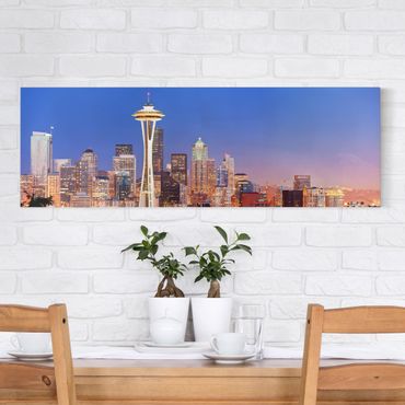 Stampa su tela - Nightlife Of Seattle - Panoramico
