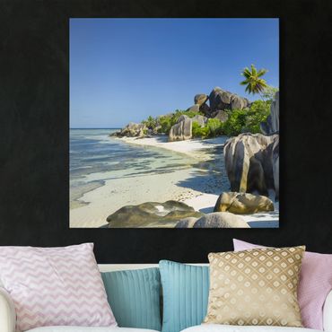 Stampa su tela - Dream Beach Seychelles - Quadrato 1:1