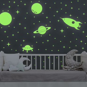 Adesivi murali fluorescenti - set per tatuaggi murali Esploratori spaziali afterglow