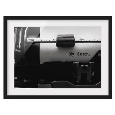 Poster con cornice - Lettera d'amore con macchina da scrivere