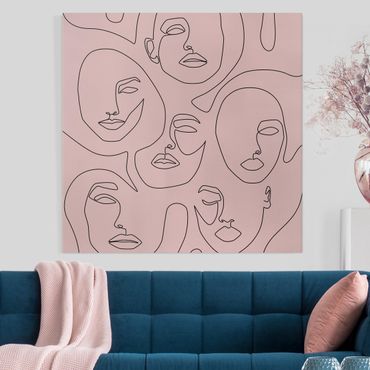 Stampa su tela - Line Art - Beauty Portraits in rosa cipria - Quadrato 1:1