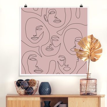 Poster riproduzione - Line Art - Beauty Portraits in rosa cipria