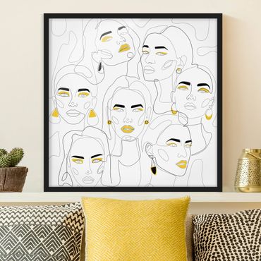 Poster con cornice - Line Art - Beauty Portraits in giallo limone