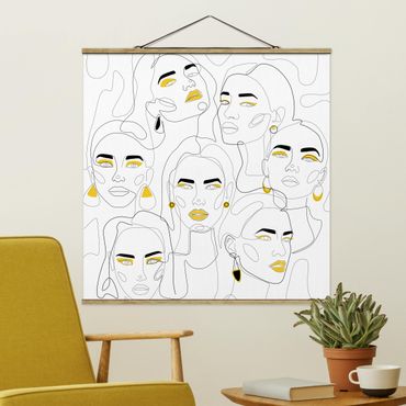 Foto su tessuto da parete con bastone - Line Art - Beauty Portraits in giallo limone - Quadrato 1:1