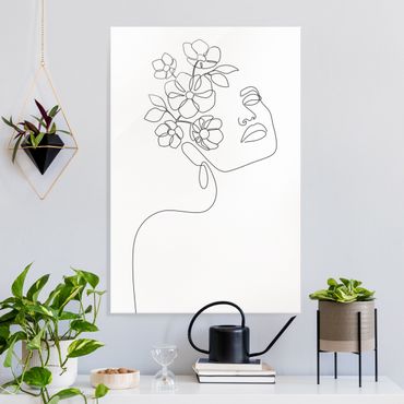 Quadro in vetro - Line Art - Dreamy Girl Blossom