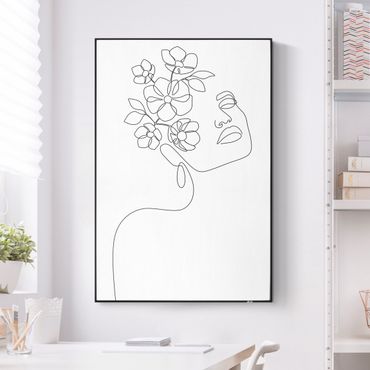 Quadro fonoassorbente intercambiabile - Line Art - Dreamy Girl Blossom