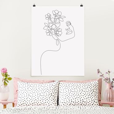 Poster riproduzione - Line Art - Dreamy Girl Blossom