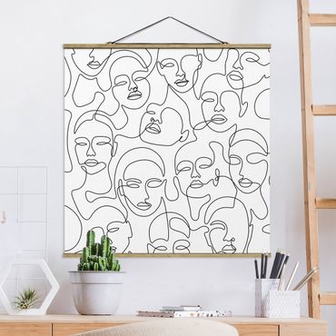 Foto su tessuto da parete con bastone - Line Art - Girls Crowd - Quadrato 1:1