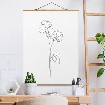Foto su tessuto da parete con bastone - Fiori Line Art - Papavero in fiore - Formato verticale 3:4