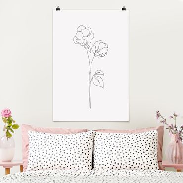 Poster riproduzione - Fiori Line Art - Papavero in fiore