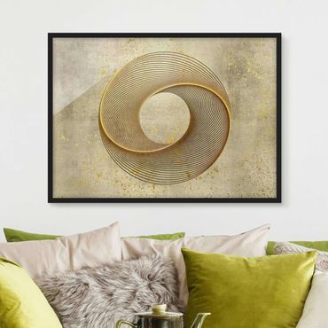 Poster con cornice - Spirale di cerchi Line Art in oro