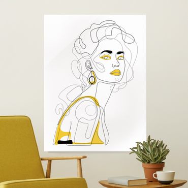 Quadro in vetro - Ritratti Line Art - Rossetto al limone